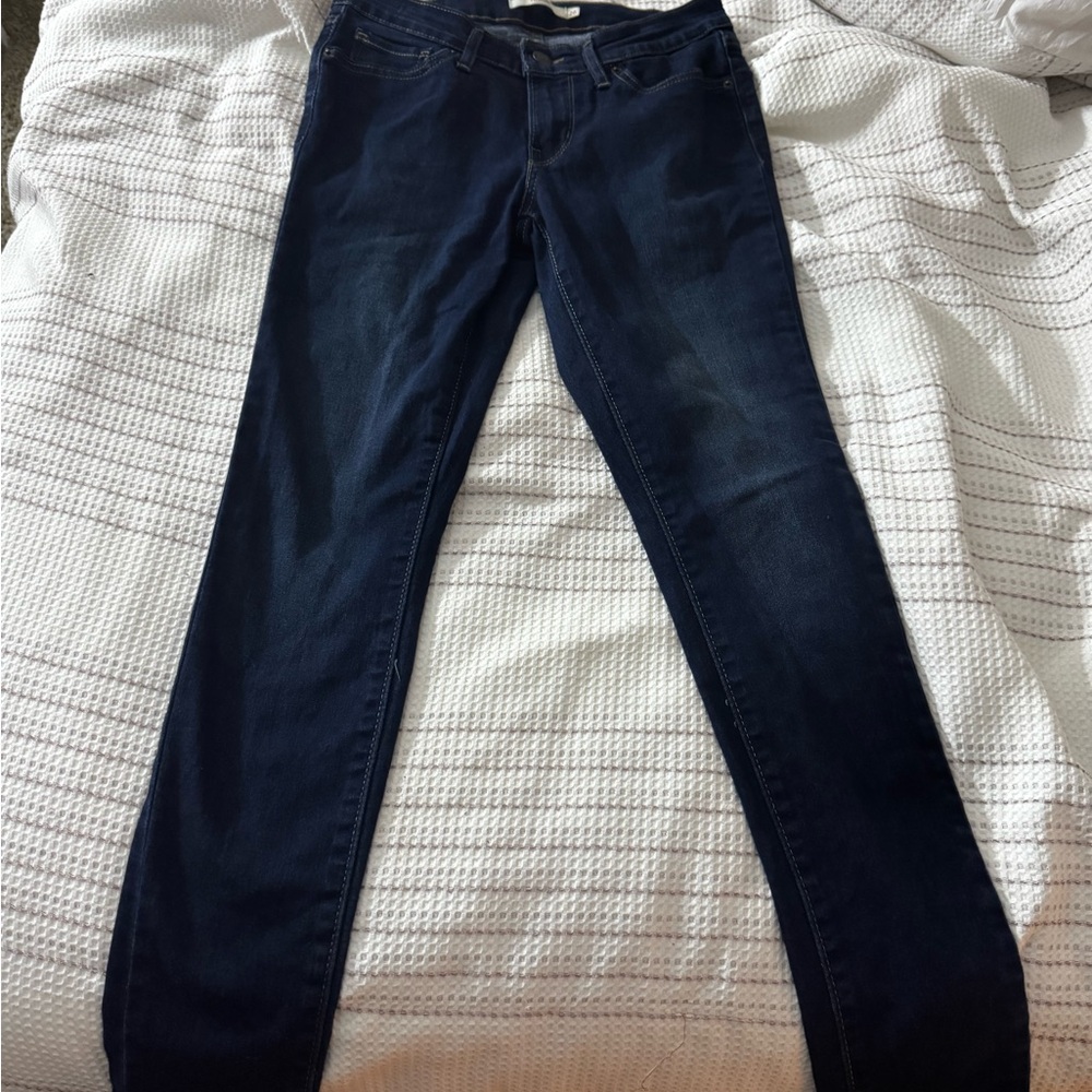 Levi's Dark Blue 711 Skinny Jeans - Picture 4 of 5